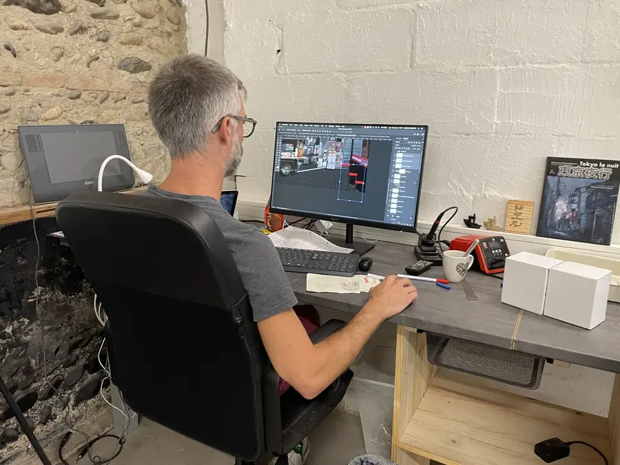 Conception 3D d'un décor sur poste de travail